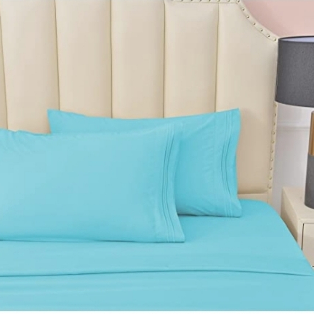 Cool Bamboo Lux Sheet Set - Queen - Aqua - Picture 3 of 5